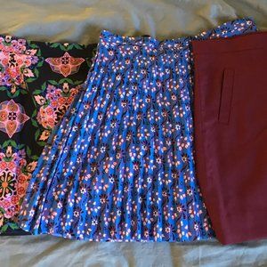 3 J Crew Skirts - Floral, Blue, Maroon - Size 12